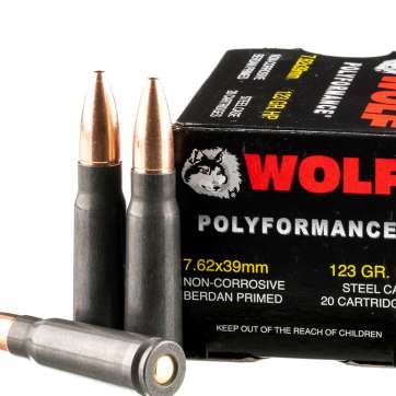 1000 Rounds of 123gr HP 7.62x39mm Ammo by Wolf (Ak47)
