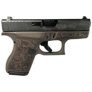 Glock G42 Custom Elephant Engraved Vortex Bronze Subcompact .380 ACP 3.25″ 6rds, Bronze