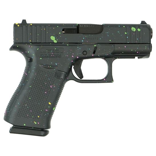 Glock G43X Multi-Color Paint Splatter Subcompact 9mm 3.41" 10rds, Black | Buy Glock G43X Multi-Color Paint Splatter Subcompact 9mm 3.41" 10rds, Black