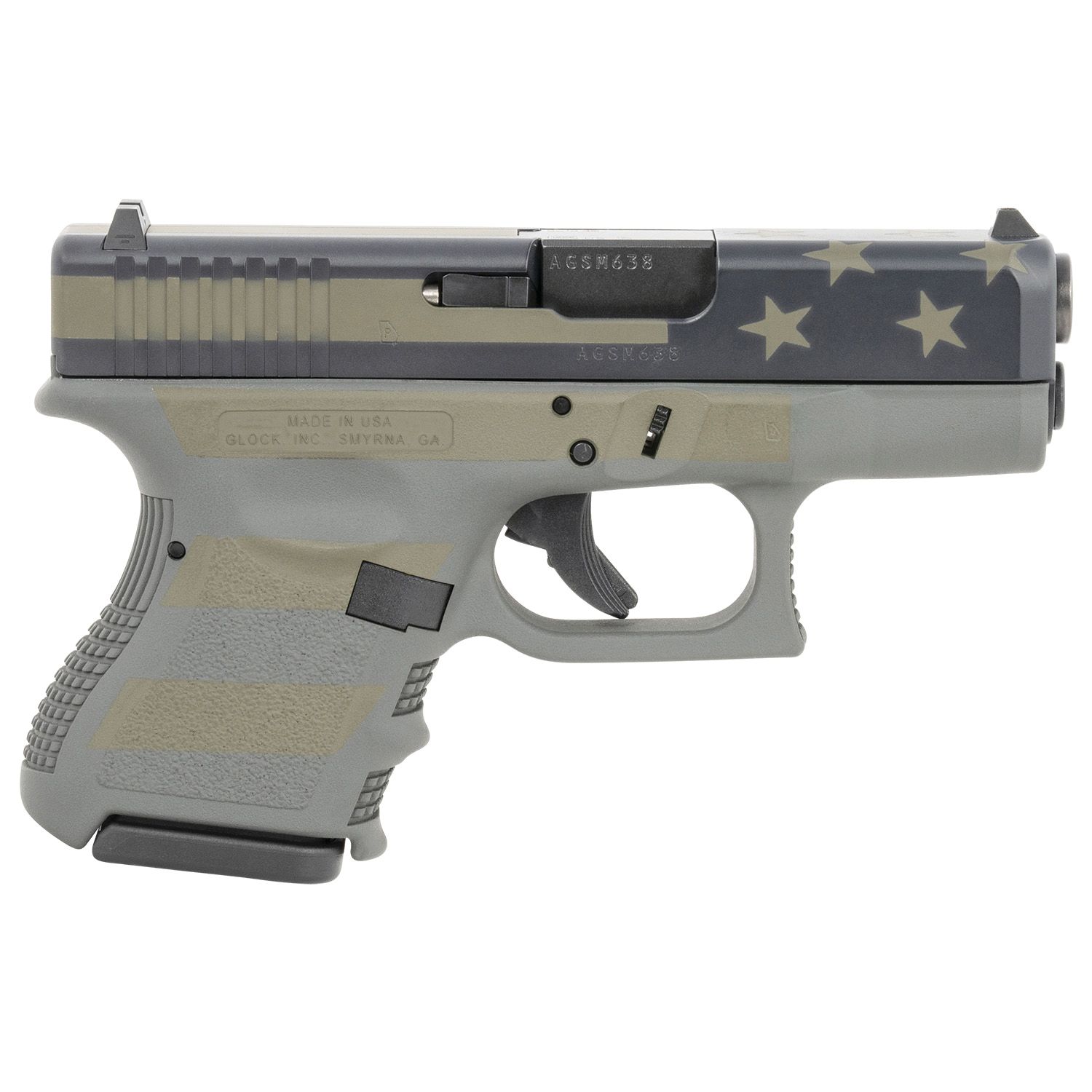 Glock 26 Gen 3 9mm 3.43" 10+1rds, Operator Flag Cerakote - UI2650204OP | Buy Glock 26 Gen 3 9mm 3.43" 10+1rds, Operator Flag Cerakote - UI2650204OP