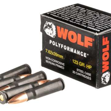 1000 Rounds of 123gr HP 7.62x39mm Ammo by Wolf (Ak47)