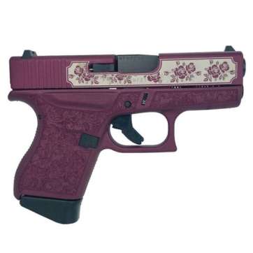 Glock G43 Custom Black Cherry Roses vs Paisley Subcompact 9mm 3.41″ 6rds, Black Cherry