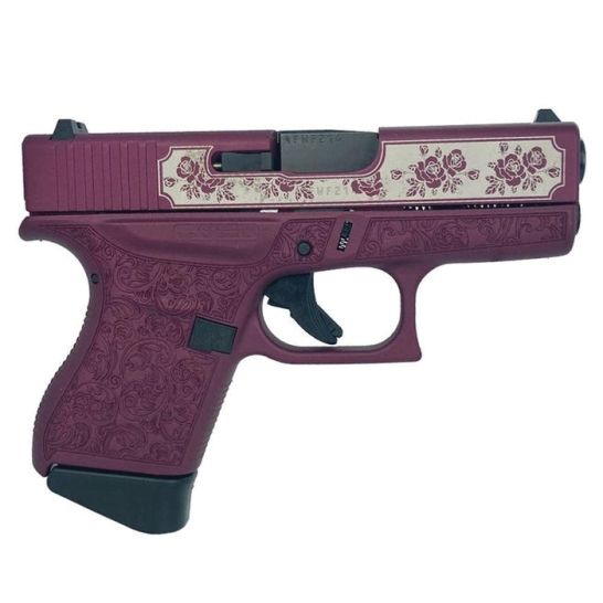 Glock G43 Custom Black Cherry Roses vs Paisley Subcompact 9mm 3.41" 6rds, Black Cherry | Buy Glock G43 Custom Black Cherry Roses vs Paisley Subcompact 9mm 3.41" 6rds, Black Cherry