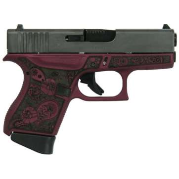 Glock G43 Gen 4 Custom Black Cherry Glock & Paisley Subcompact 9mm 3.41″ 6rds, Black Cherry