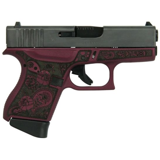 Glock G43 Gen 4 Custom Black Cherry Glock & Paisley Subcompact 9mm 3.41" 6rds, Black Cherry | Buy Glock G43 Gen 4 Custom Black Cherry Glock & Paisley Subcompact 9mm 3.41" 6rds, Black Cherry
