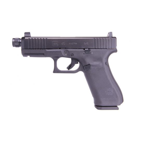 Glock 45 Gen 5 9mm Pistol with Front Serrations and Threaded Barrel, Black - PA455S3G03tb | Buy Glock 45 Gen 5 9mm Pistol with Front Serrations and Threaded Barrel, Black - PA455S3G03tb