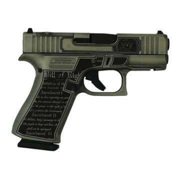 Glock G43X MOS Custom Trump 2024 Crushed Silver Distressed Subcompact 9mm 3.41″ 10rds, Silver