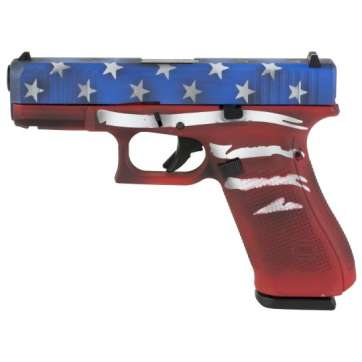 Glock 45 9mm Pistol, 4.02″ Barrel, Fixed Sights, Red, Wht, Blu BW Flag – PA455S204RWBBWFL