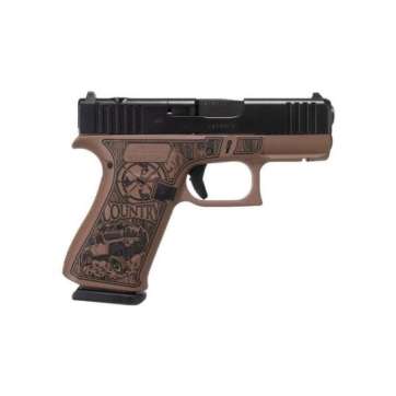 Glock G43X MOS Custom Engraved Country Bourbon Cerakote Subcompact 9mm 3.41″ 10rds, Brown