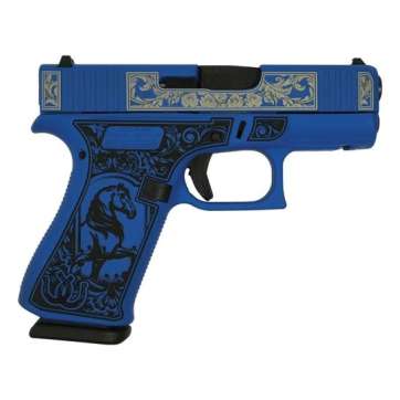 Glock G43X Custom Glock & Horses Subcompact 9mm 3.41″ 10rds, Blue