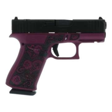 Glock G43X MOS Custom Glock & Roses Black Cherry Subcompact 9mm 3.41″ 10rds, Black Cherry