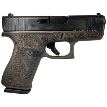 Glock G43X Custom Vortex Bronze Elephant Engraved Subcompact 9mm 3.41″ 10rds, Bronze