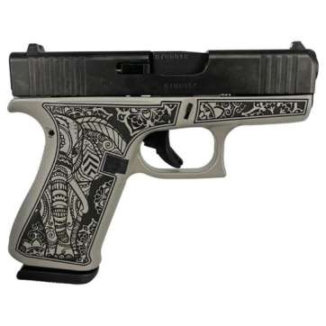 Glock G43X Custom Gray Steel Elephant Engraved Subcompact 9mm 3.41″ 10rds, Gray