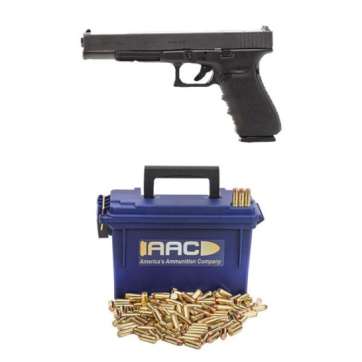 Glock 40 MOS 10mm 6″ Pistol & 250rds Of AAC 10mm Auto 180gr FMJ Blue Ammo Can
