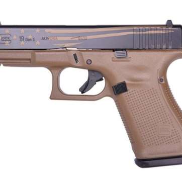 Glock G19 Gen5 Distressed Flag Engraved 9mm Pistol FDE – PA1950203DEDF