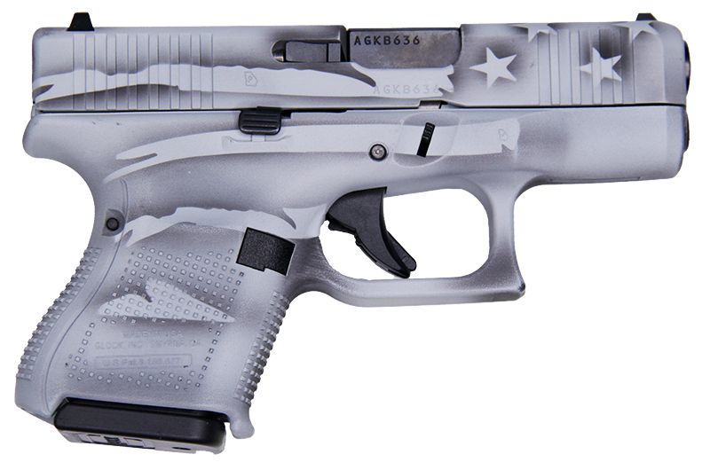 Glock G26 Gen5 9mm 3.5" 10rd Pistol, Battleship Grey Distressed Flag - UA265S204-BWFLAG | Buy Glock G26 Gen5 9mm 3.5" 10rd Pistol, Battleship Grey Distressed Flag - UA265S204-BWFLAG
