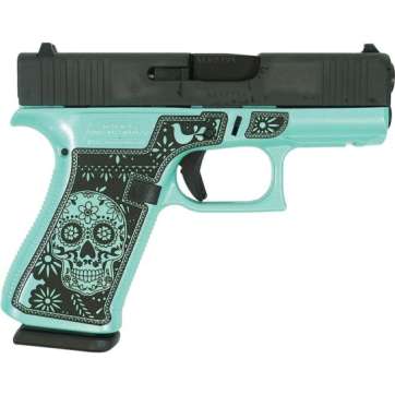 Glock G43X Sugar Skull Glitter Subcompact 9mm 3.41″ 10rds, Robin’s Egg Blue