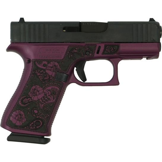 Glock G43X Full Engraved Paisley Subcompact 9mm 3.41" 10rds, Black Cherry | Buy Glock G43X Full Engraved Paisley Subcompact 9mm 3.41" 10rds, Black Cherry