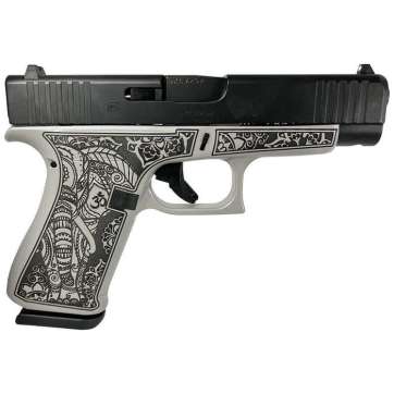Glock G48 Custom Gray Steel Elephant Engraved Compact 9mm 4.17″ 10rds, Gray