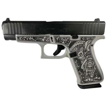 Glock G48 Custom Gray Steel Elephant Engraved Compact 9mm 4.17″ 10rds, Gray