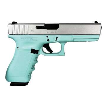 Glock G17 Gen 3 Custom Robin’s Egg Blue/Crushed Silver Standard 9mm 4.49″ 17rds Robin’s Egg Blue