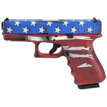 Glock 23 .40 S&W Pistol 4.01″ Barrel Fixed Sights Red Wht Blu BW Flag – PI2350204RWBBWFL