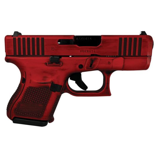 Glock G26 Gen 5 Custom Distressed Red Subcompact 9mm 3.43" 10rds, Red | Glock G26 Gen 5 Custom Distressed Red Subcompact 9mm 3.43" 10rds, Red