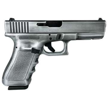 Glock G17 Gen 3 Custom Crushed Distressed Silver Standard 9mm 4.49″ 17rds Silver