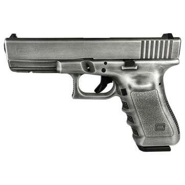 Glock G17 Gen 3 Custom Crushed Distressed Silver Standard 9mm 4.49″ 17rds Silver