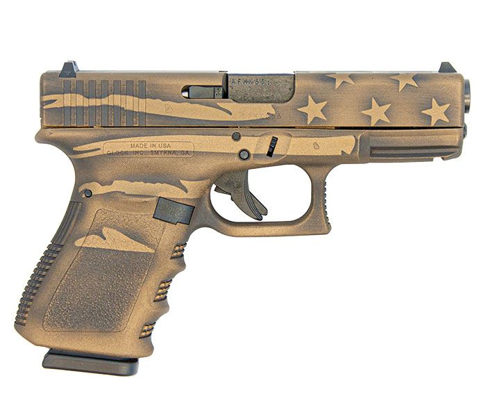 Glock 19 Gen 3 9mm Pistol Battleworn Bronze Distressed Flag UI1950204-BBBWFLAG | Buy Glock 19 Gen 3 9mm Pistol Battleworn Bronze Distressed Flag UI1950204-BBBWFLAG