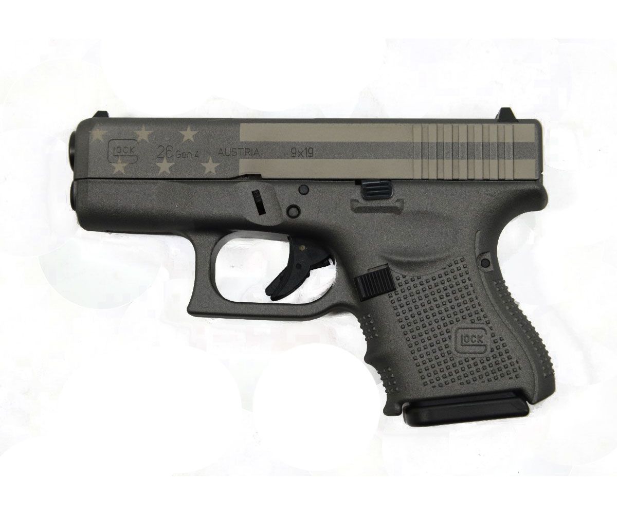 Glock 26 Gen4 9mm Pistol, Grey American Flag Cerakote - PG2650201GRYFLG | Buy Glock 26 Gen4 9mm Pistol, Grey American Flag Cerakote - PG2650201GRYFLG